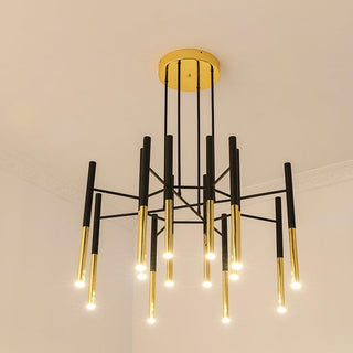 Solara Lustre Moderne Tiges Noir Or