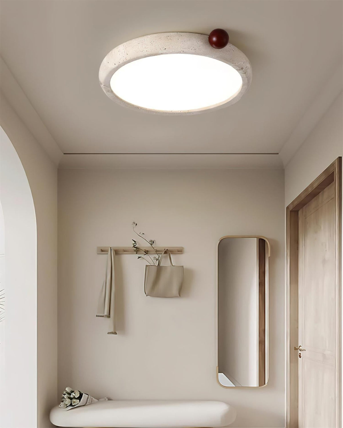 Ritta Cute Travertine Round Ceiling Light-Neutral Decor