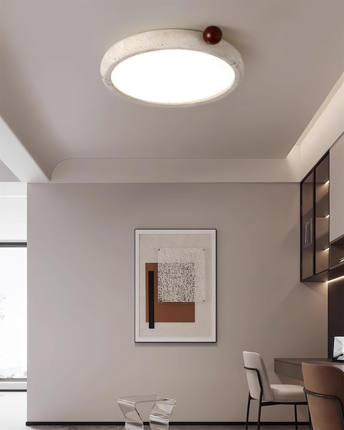 Ritta Cute Travertine Round Ceiling Light-Neutral Decor