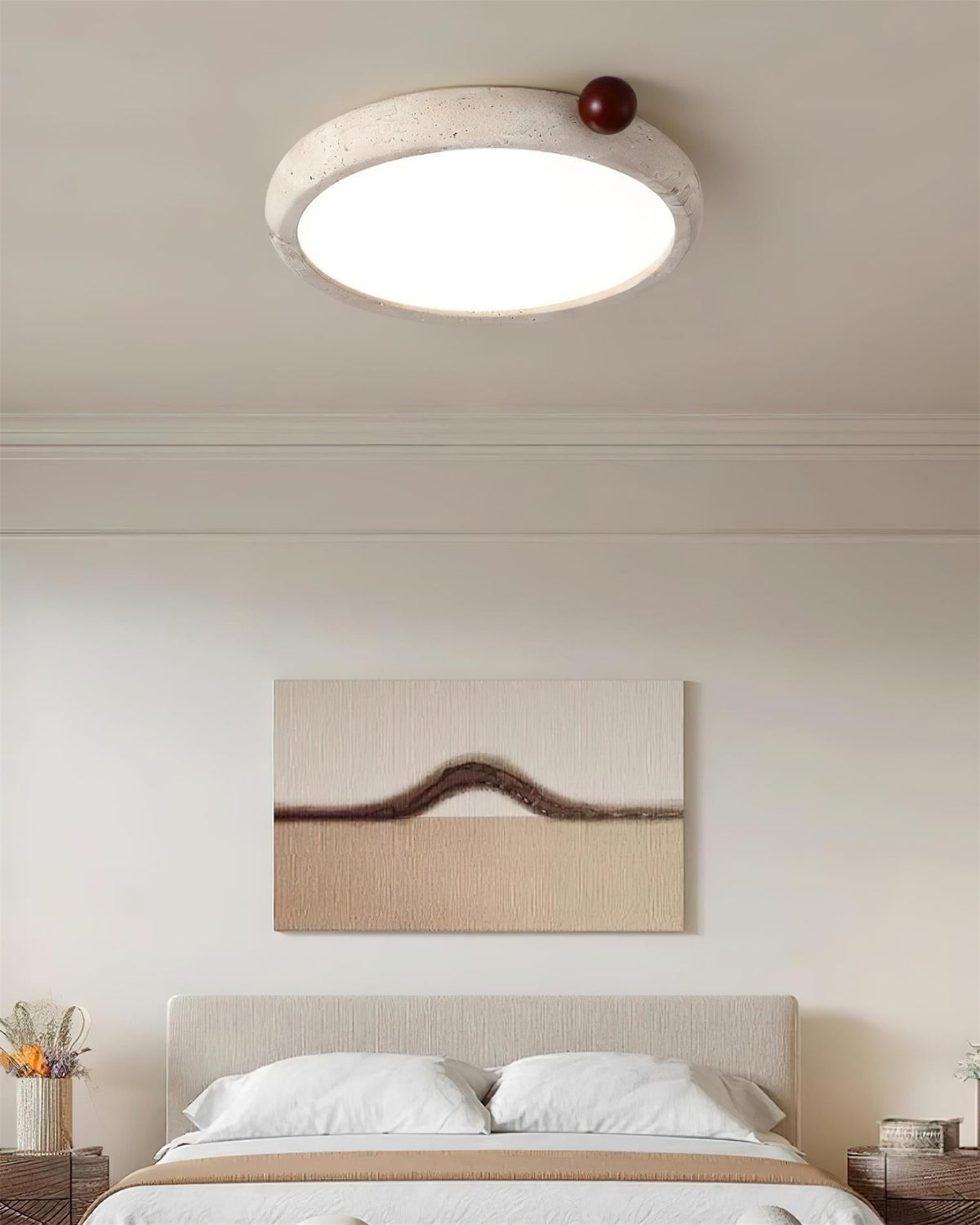 Ritta Cute Travertine Round Ceiling Light-Neutral Decor