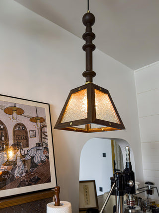 Alsorisra Lampe Suspension en Verre et Bois à Style Vintage