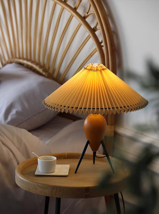 Elyse Bois & Tissu Lampe de Table Rétro
