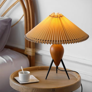 Elyse Bois & Tissu Lampe de Table Rétro