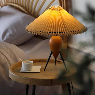 Elyse Bois & Tissu Lampe de Table Rétro