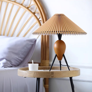 Elyse Bois & Tissu Lampe de Table Rétro