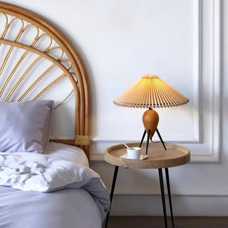 Elyse Bois & Tissu Lampe de Table Rétro