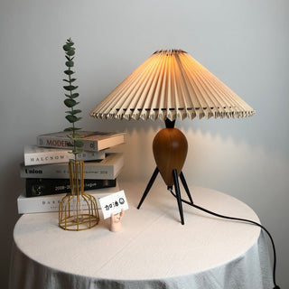 Elyse Bois & Tissu Lampe de Table Rétro