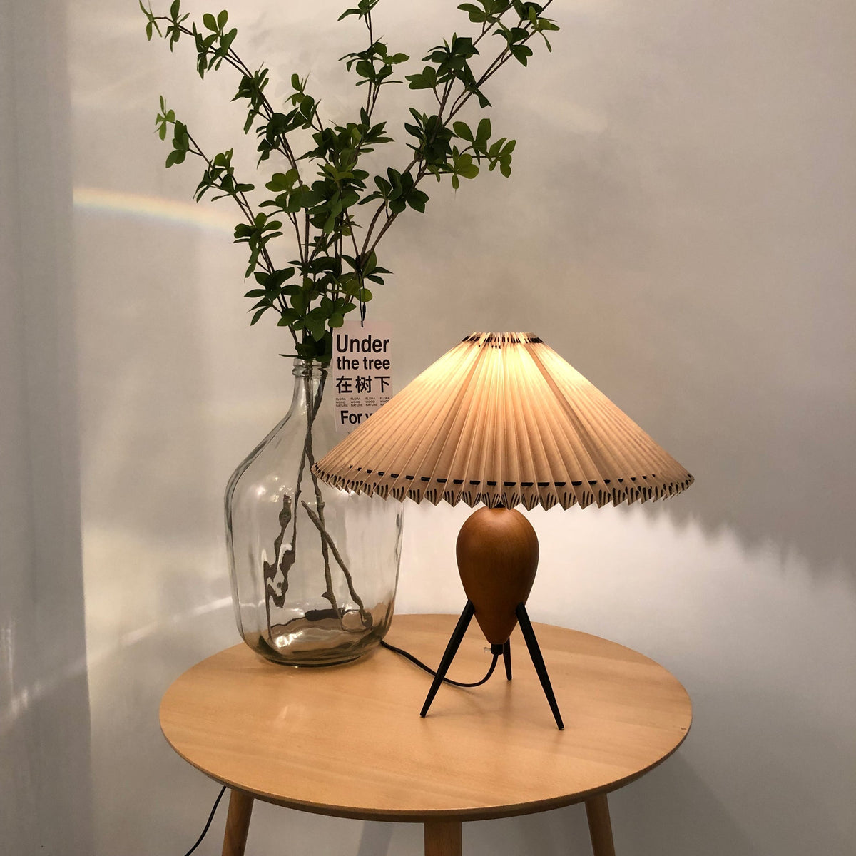 Elyse Bois & Tissu Lampe de Table Rétro