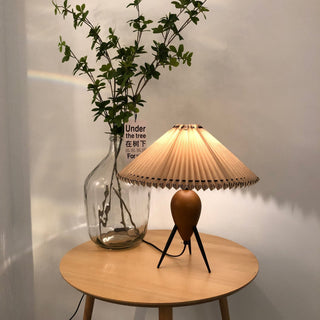 Elyse Bois & Tissu Lampe de Table Rétro