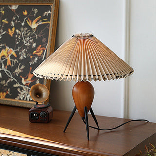 Elyse Bois & Tissu Lampe de Table Rétro