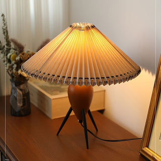 Elyse Bois & Tissu Lampe de Table Rétro
