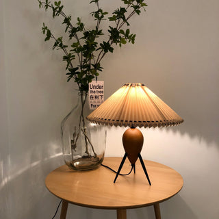 Elyse Bois & Tissu Lampe de Table Rétro