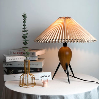 Elyse Bois & Tissu Lampe de Table Rétro