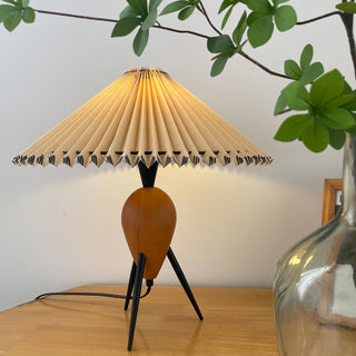 Elyse Bois & Tissu Lampe de Table Rétro