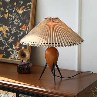 Elyse Bois & Tissu Lampe de Table Rétro