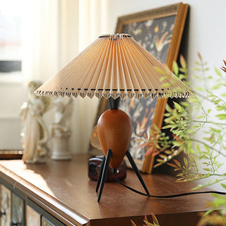 Elyse Bois & Tissu Lampe de Table Rétro
