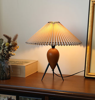 Elyse Bois & Tissu Lampe de Table Rétro