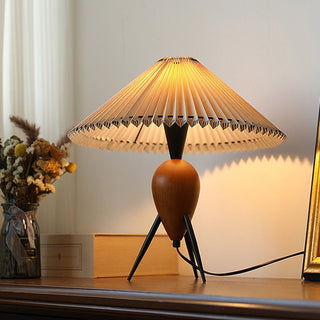 Elyse Bois & Tissu Lampe de Table Rétro