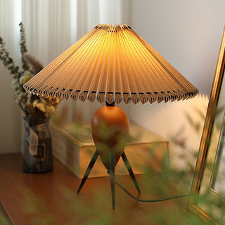 Elyse Bois & Tissu Lampe de Table Rétro