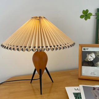 Elyse Bois & Tissu Lampe de Table Rétro