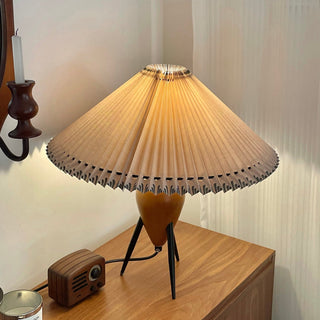 Elyse Bois & Tissu Lampe de Table Rétro