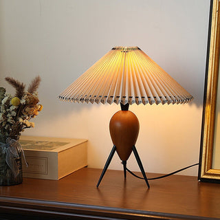 Elyse Bois & Tissu Lampe de Table Rétro