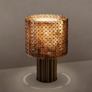 Mica Disc Lattice Table Lamp-Neutral Decor