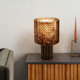 Mica Disc Lattice Table Lamp-Neutral Decor
