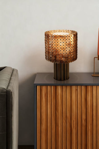 Mica Disc Lattice Table Lamp-Neutral Decor