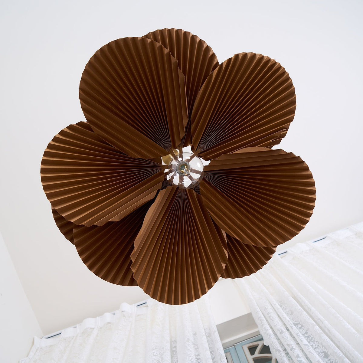 Pendant Light with Pleated Kraft Paper Petal Shade-Neutral Decor