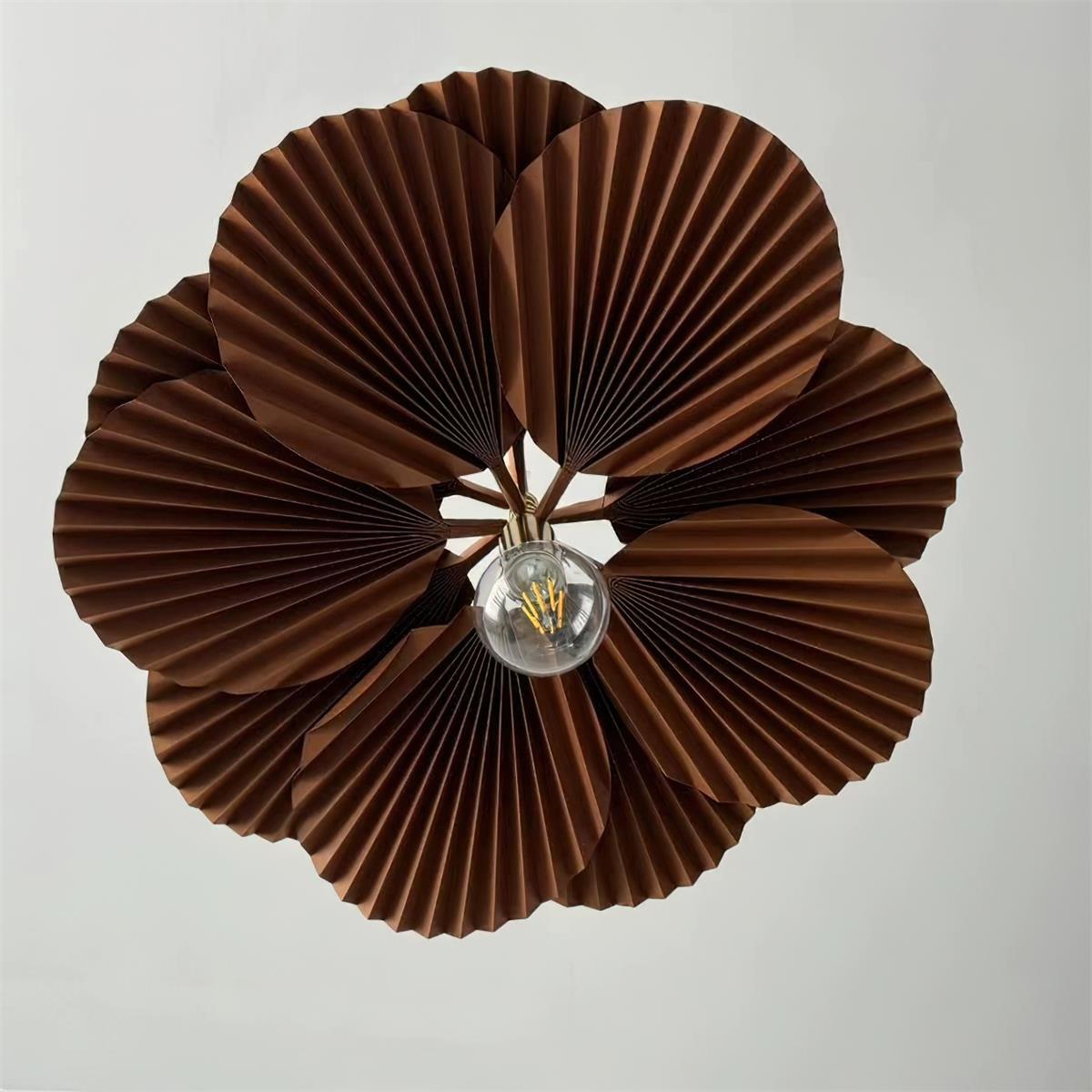 Pendant Light with Pleated Kraft Paper Petal Shade-Neutral Decor