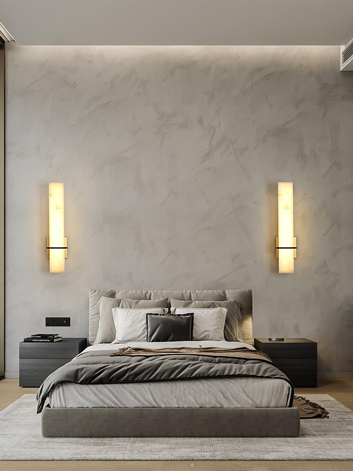 Lysira Applique Murale en Albâtre Bande en Laiton Forme