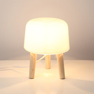 GlowPod Lampe de Table en Bois Nature & Blanc