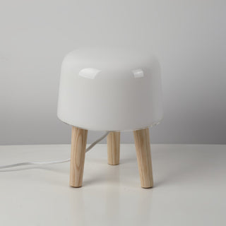 GlowPod Lampe de Table en Bois Nature & Blanc