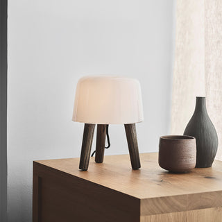 GlowPod Lampe de Table en Bois Nature & Blanc