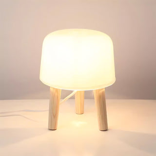 GlowPod Lampe de Table en Bois Nature & Blanc