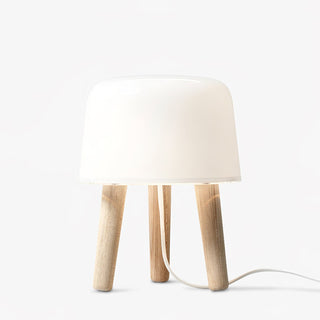 GlowPod Lampe de Table en Bois Nature & Blanc