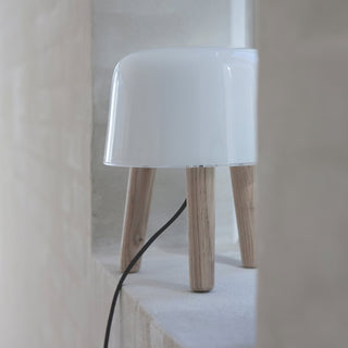 GlowPod Lampe de Table en Bois Nature & Blanc