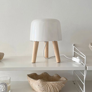 GlowPod Lampe de Table en Bois Nature & Blanc