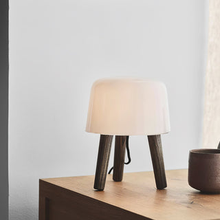 GlowPod Lampe de Table en Bois Nature & Blanc