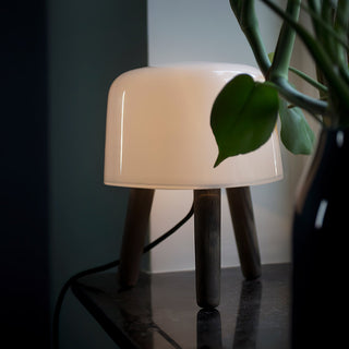 GlowPod Lampe de Table en Bois Nature & Blanc