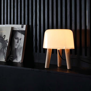 GlowPod Lampe de Table en Bois Nature & Blanc