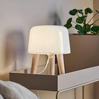GlowPod Lampe de Table en Bois Nature & Blanc