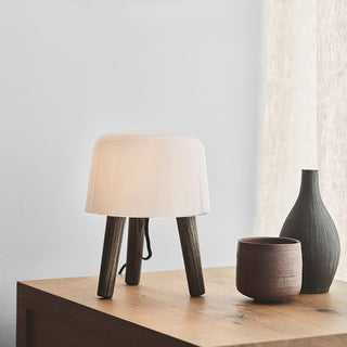 GlowPod Lampe de Table en Bois Nature & Blanc
