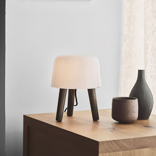 GlowPod Lampe de Table en Bois Nature & Blanc