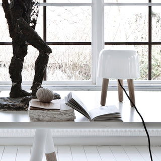 GlowPod Lampe de Table en Bois Nature & Blanc