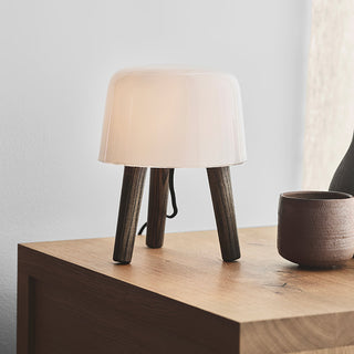 GlowPod Lampe de Table en Bois Nature & Blanc