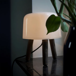 GlowPod Lampe de Table en Bois Nature & Blanc