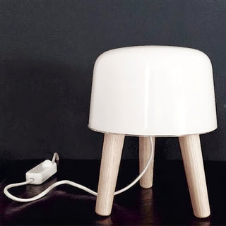 GlowPod Lampe de Table en Bois Nature & Blanc