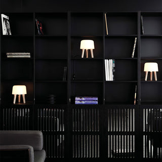 GlowPod Lampe de Table en Bois Nature & Blanc